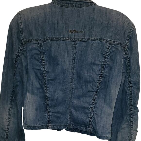 Dkny Jeans Denim Light Weight Jacket 2 Front Buttons Front Pockets Size Small - Picture 4 of 8
